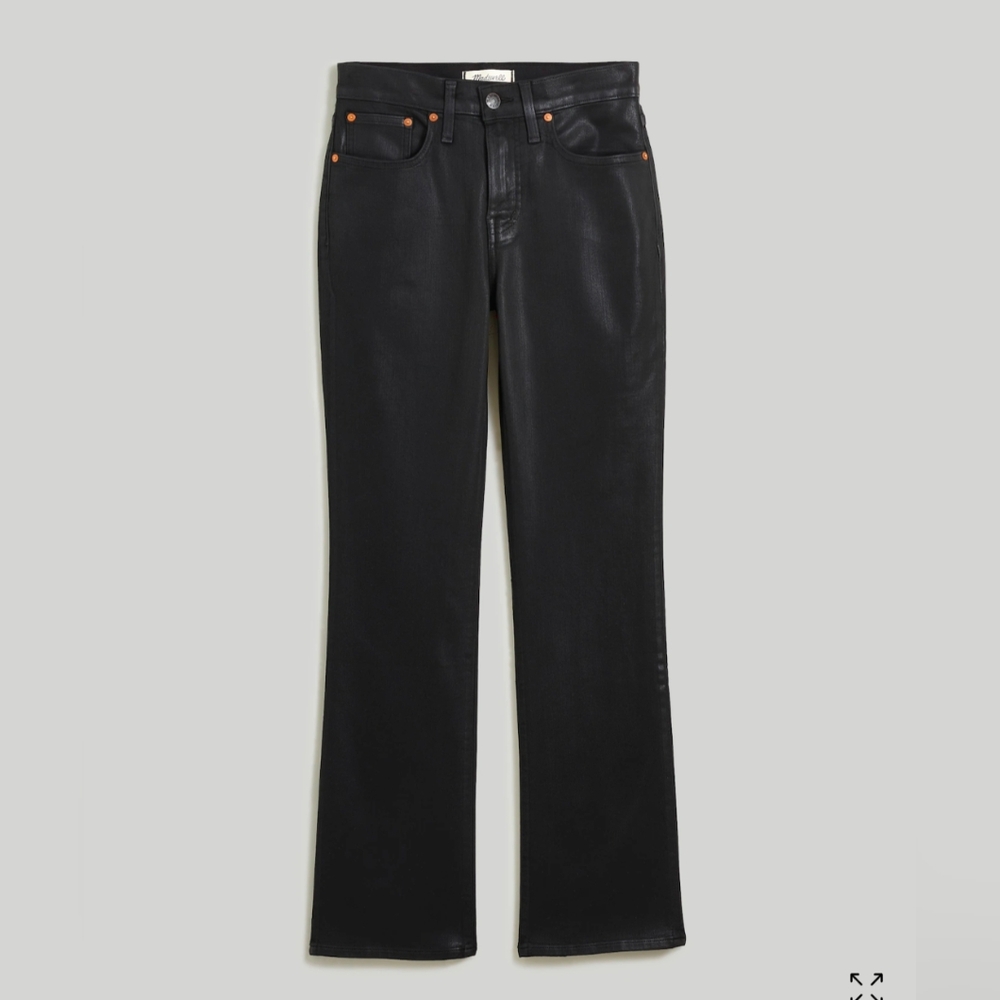 Kick Out Crop Jeans in True Black Wash: Coated Edition, size 27